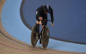 Birmingham Commonwealth Games. Corbin Strong of New Zealand celebrates winning the Men's 15km Scratch Race.