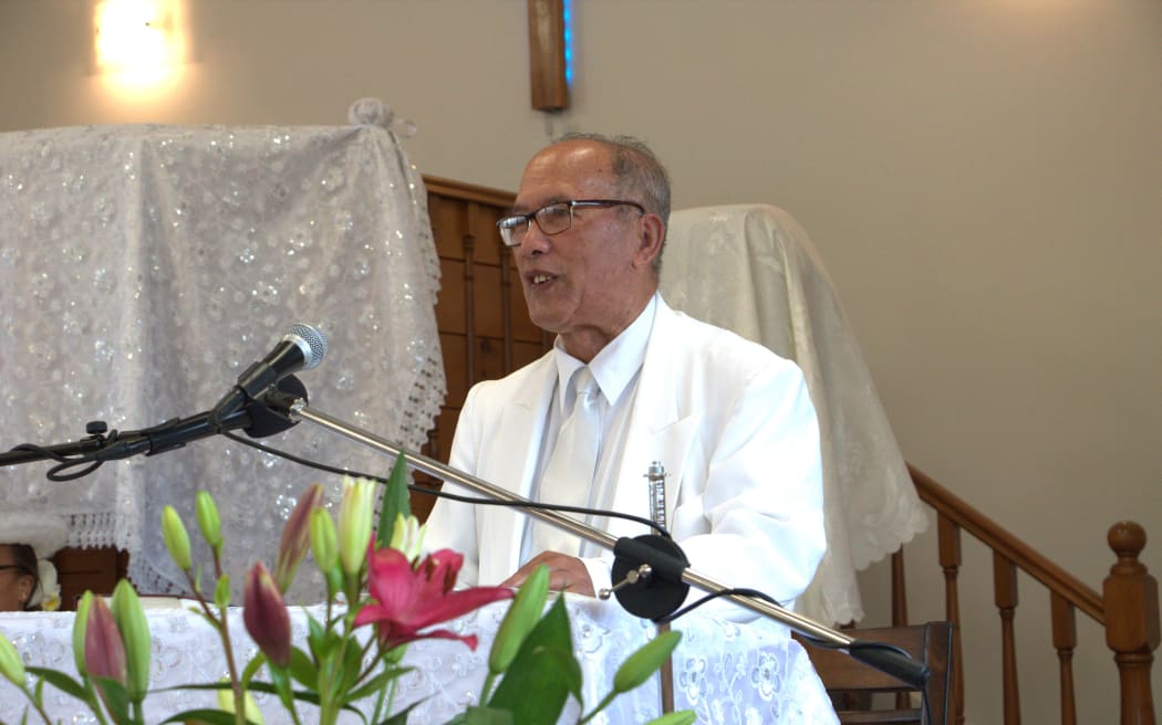 Assistant Minister Makatea Tairea gives the Christmas Day service sermon