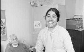 Falema'i Lesa having just won her case for citizenship with the Privy Council - Photograph taken by Peter Avery