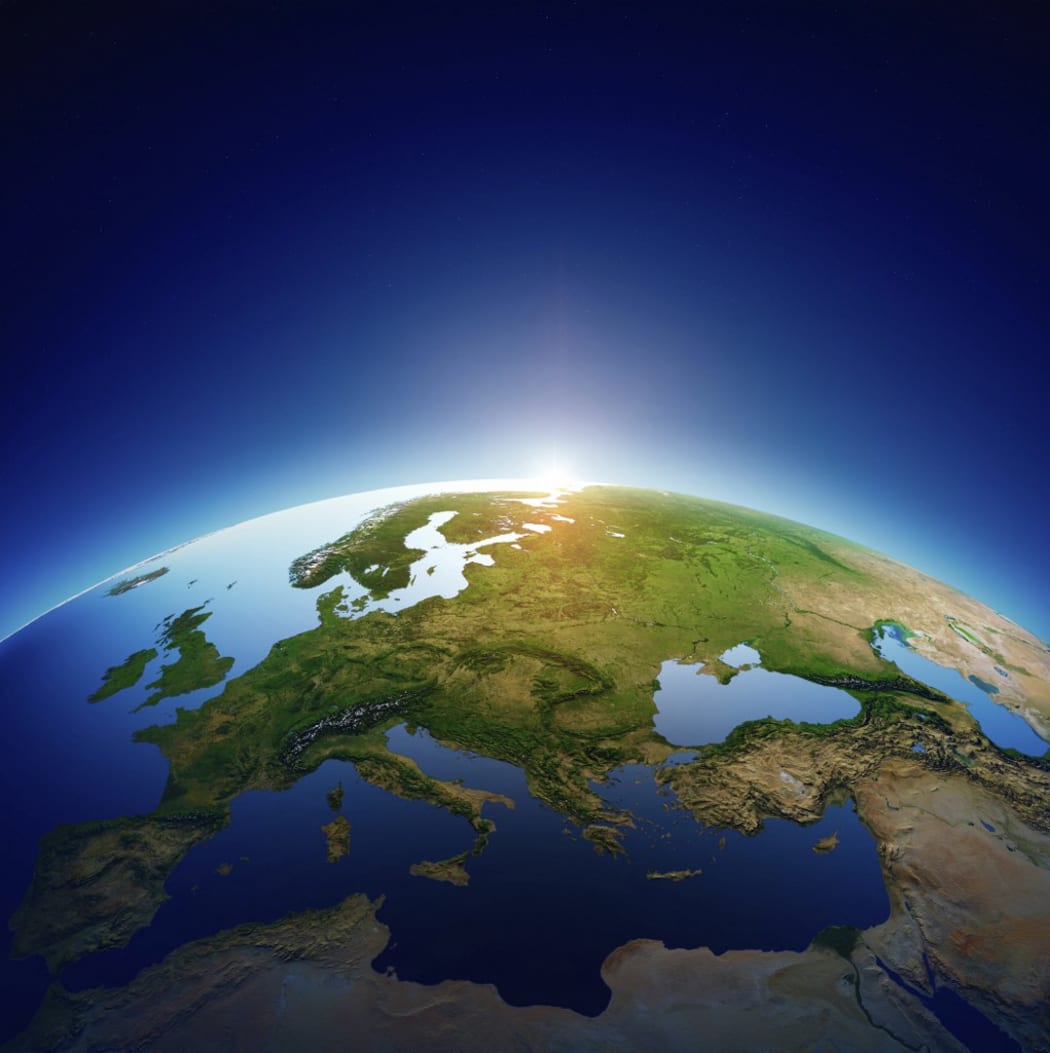 Sunrise over Earth, illustration. (Photo by Visible Earth, NASA/JOHAN SWANEP / JSW / Science Photo Library via AFP)