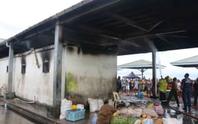 The fire at the Honiara Central Market.