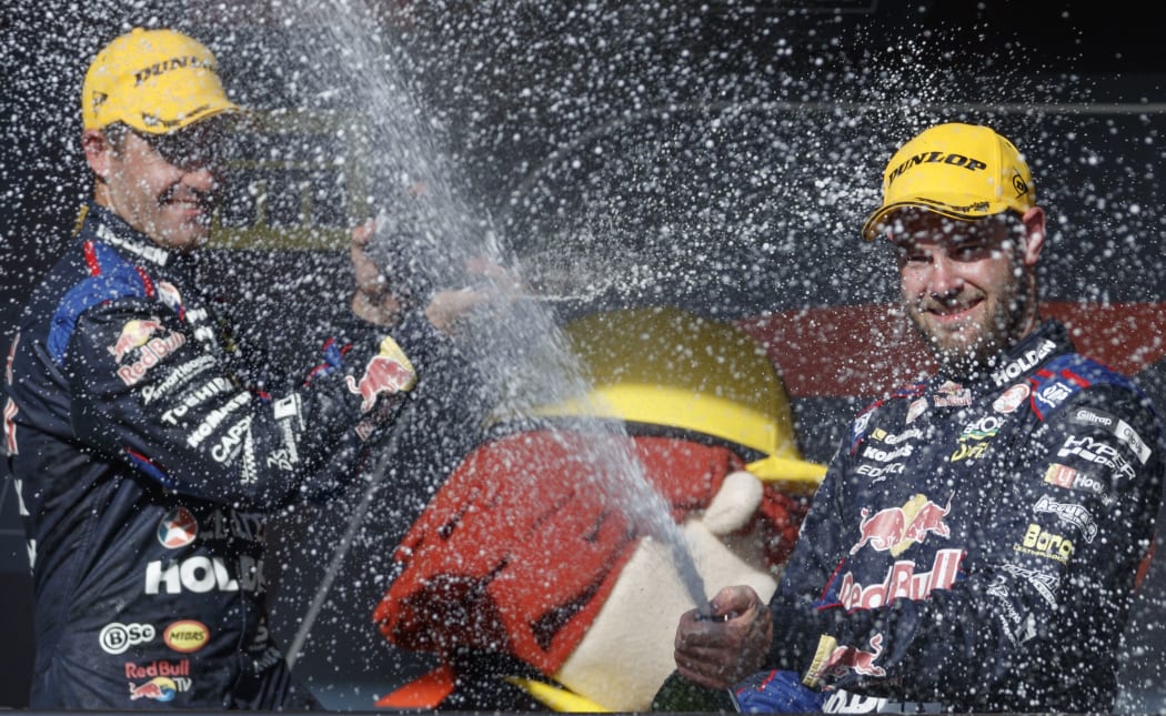 Jamie Whincup (L) and Shane van Gisbergen.