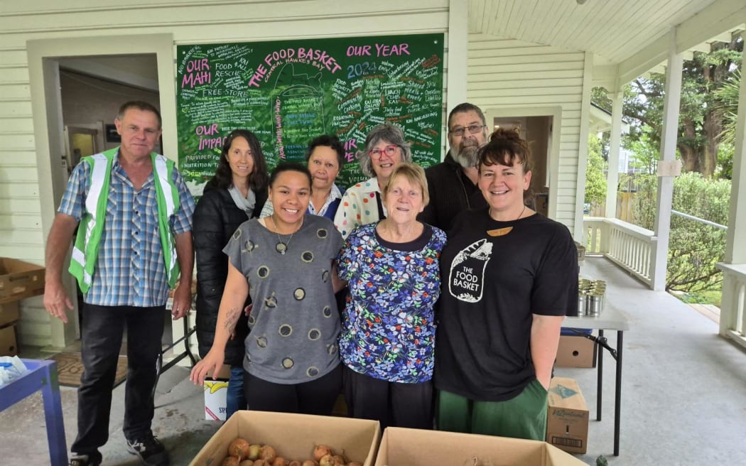 Foodbasket CHB volunteers - LtoR - Alan, Kirsty, Rangi, Nellie, Pam, Meryl, Steven, Mel King.