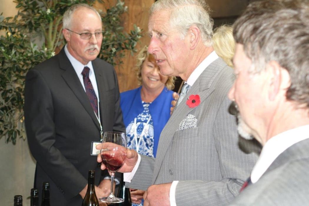 Prince Charles samples some of the wine on offer at the Nelson Tasman food and wine event.
