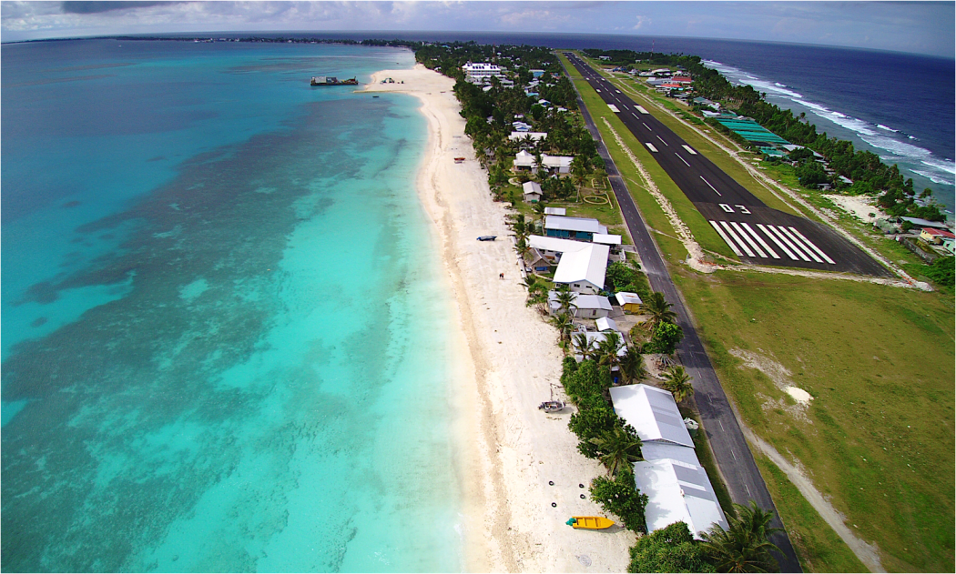 Tuvalu Funafuti airport 1500m foreshore beach renourishment.