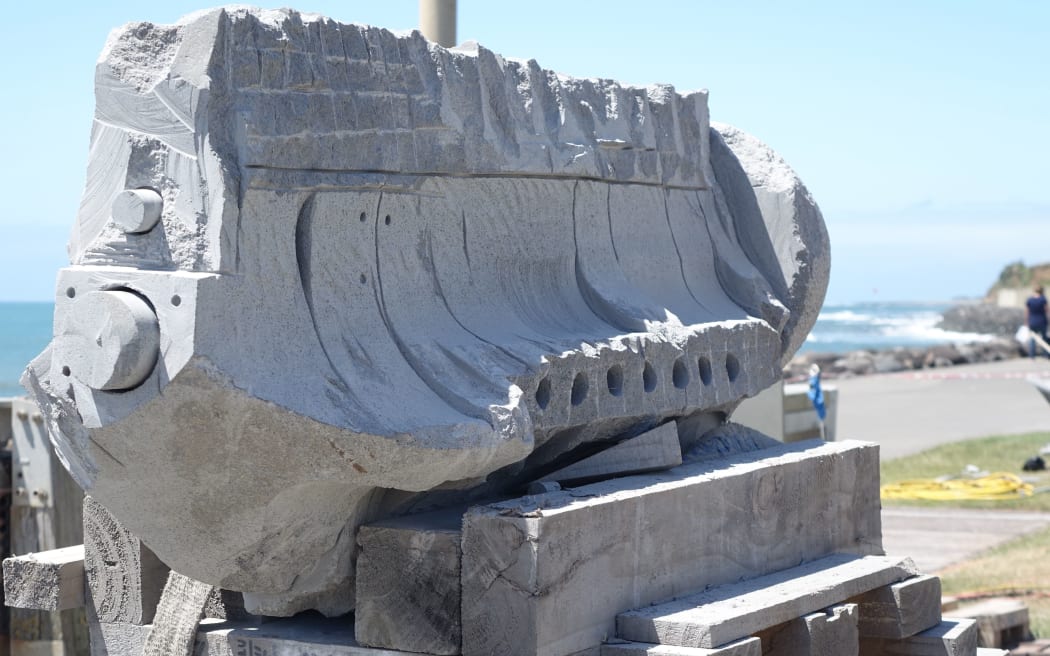 A sculpture at the Stone Sculpture Symposium in New Plymouth.