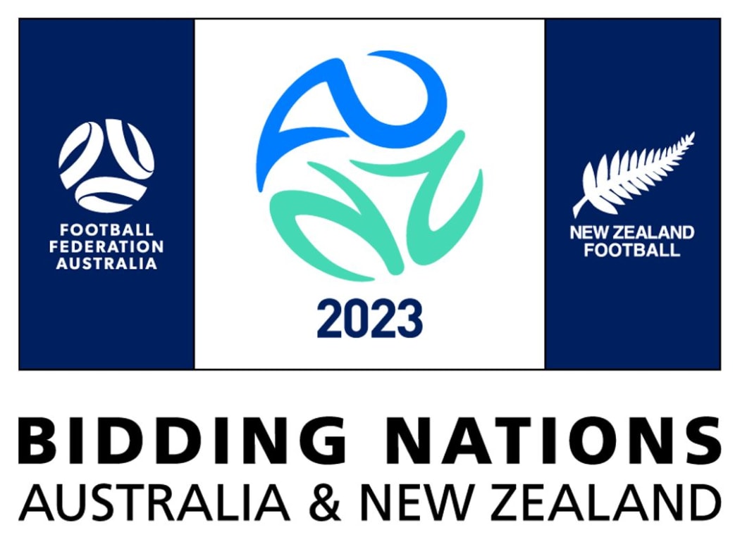 Image of the graphics used for the NZ and Australia bid for the 2023 Women's Football World Cup.