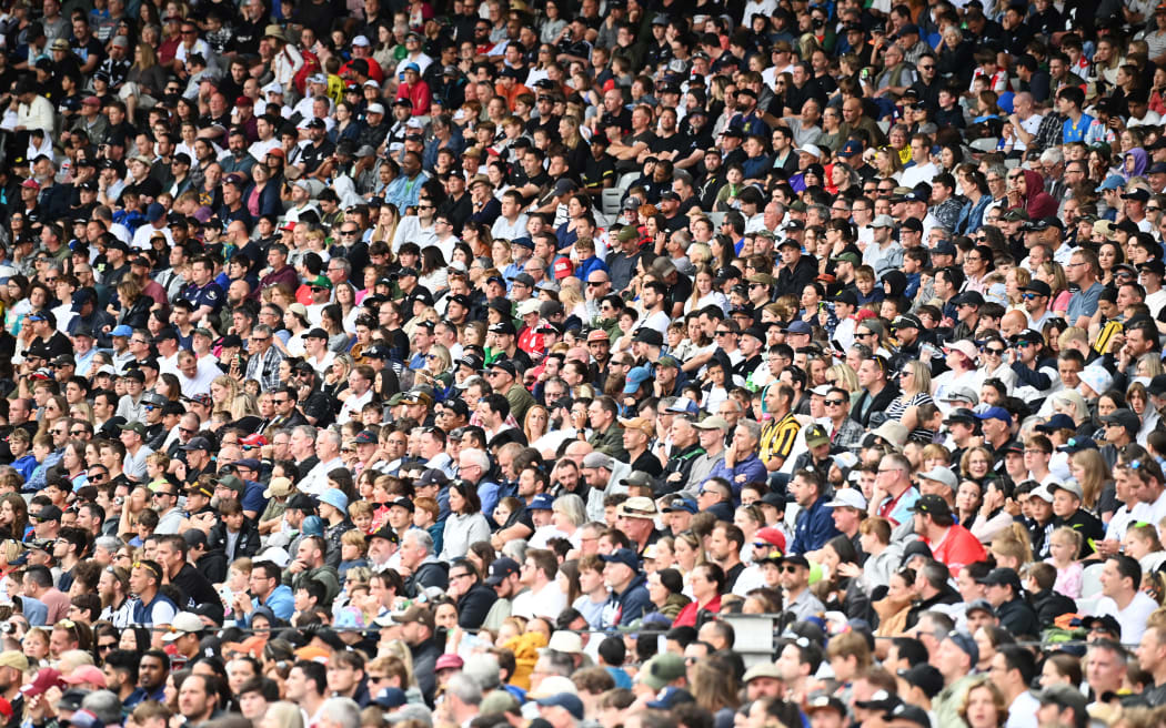 Football fans at Eden Park in 2022.