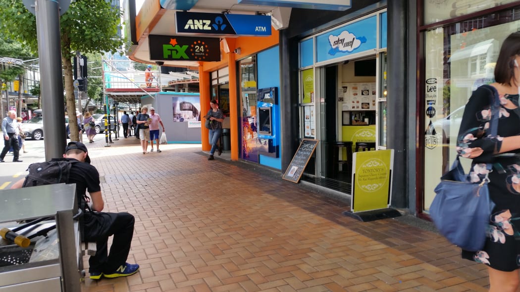 A popular begging spot in Manners Mall.