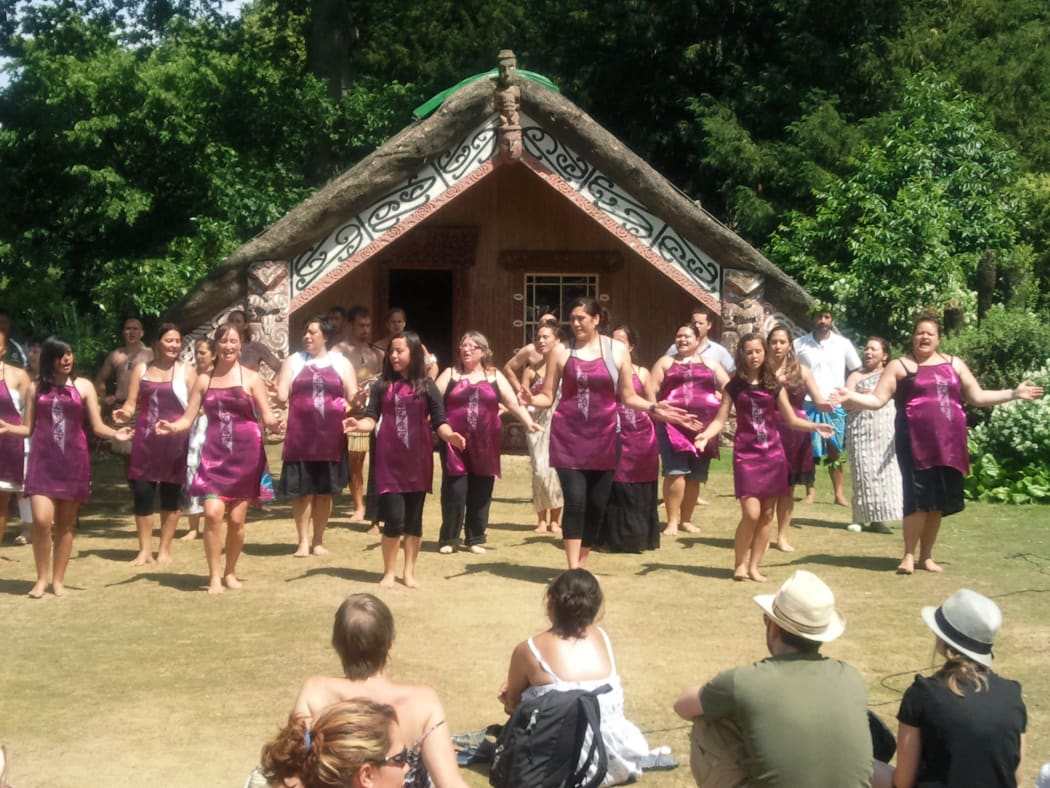 A performance outside Hinemihi near Clandon House in Surrey, which was been her neighbour since the 1890s.