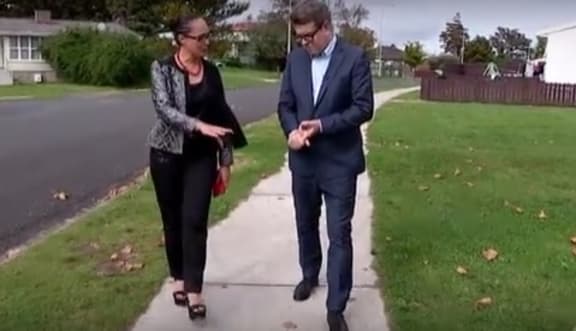 John Campbell and Manukau East MP Jenny Salesa visit overcrowded homes in Otara.