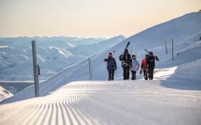 Ready to ride at Mt Hutt ski field.