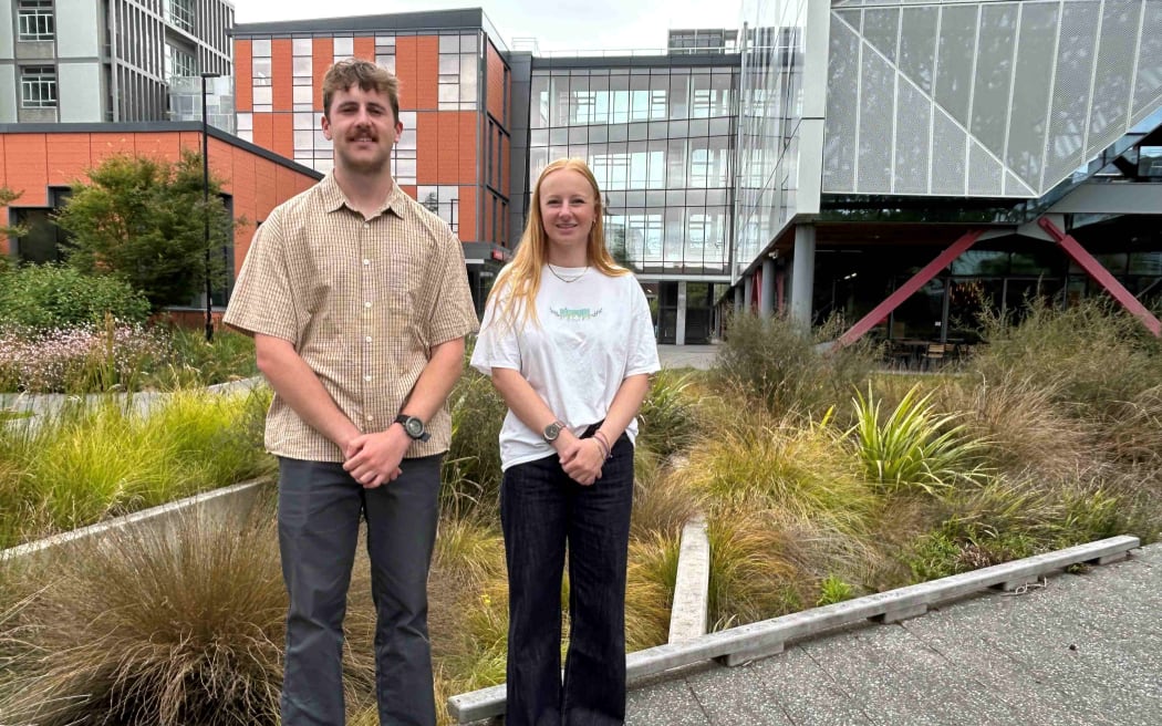George Hamilton (left) and Renee Martin, two University of Canterbury students involved in the research project.