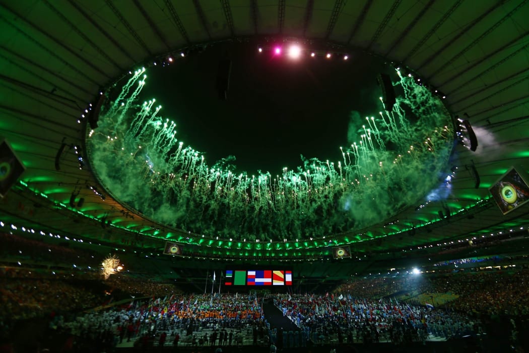 Fireworks at Rio's Maracana Stadium during the 2016 Paralympics Closing Ceremony