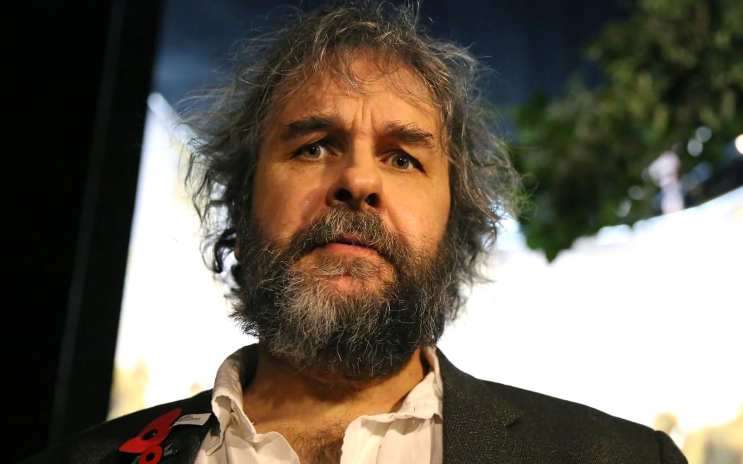 Sir Peter Jackson at giving the tour of the new WWI exhibition at Dominion Museum,Wellington.