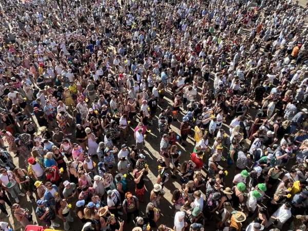 A huge crowd in force for British band The Kooks' mid afternoon set on Saturday