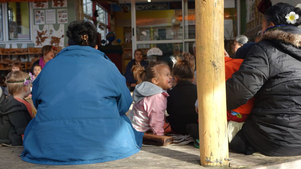 Children in Fale at the A’oga Fa’a Samoa in Grey Lynn.