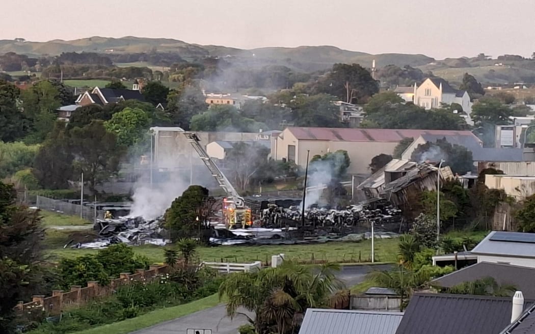 Residents near a huge fire at a recycling  facility in Waiuku on Monday night were asked to stay indoors.