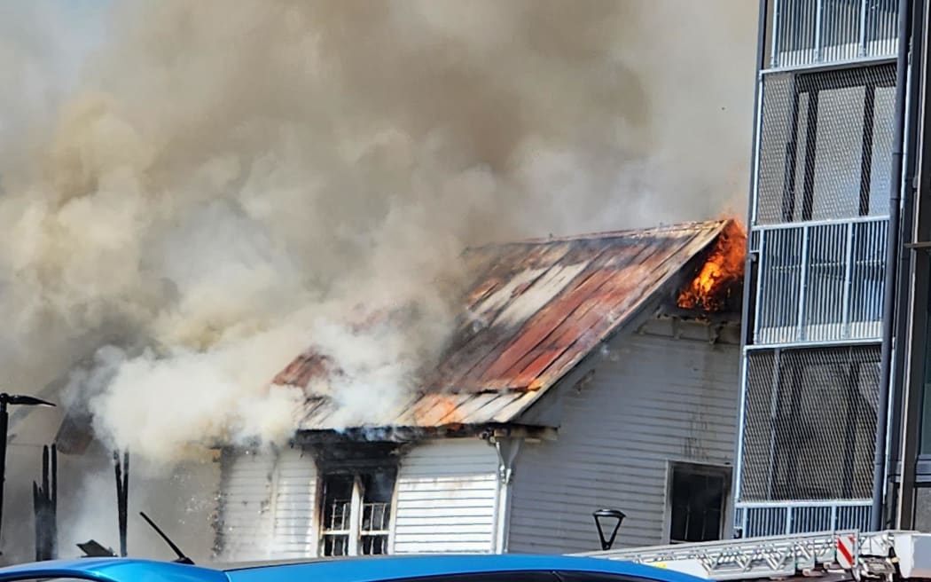 Fire at Northcote College's Sports Pavilion on Auckland's North Shore on 20 February 2026.