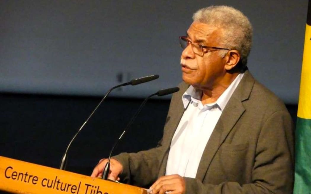 New Caledonia’s President Louis Mapou presents his post-riots recovery plan during a conference at the Nouméa Tjibaou Cultural centre on Thursday 17 October 2024 – PHOTO LNC