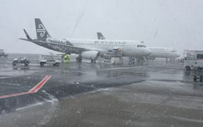 Queenstown airport in the snow.