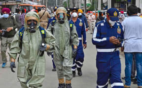 National Disaster Response Force (NDRF) personnel at the scene of the gas leak in Ludhiana, northern India on 30 April, 2023.