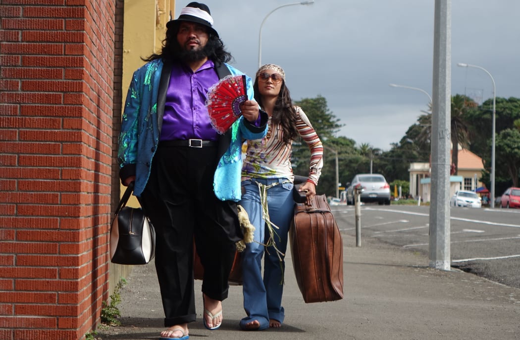 Maaka Pohatu, as Dalvanius Prime, and Summer Mokomoko, as Barletta Prime, in a scene from the movie.