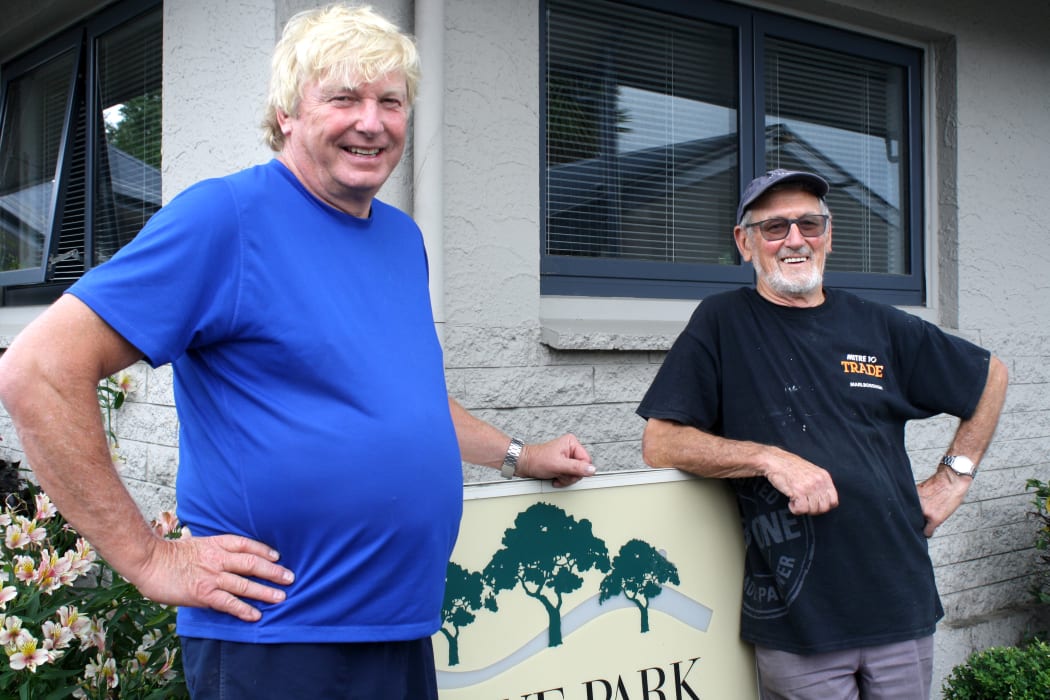 Grove Park Motor Lodge owner Hamish Watson, left, and handyman Pete Scammell are surprised to hear there's human contaminants in Marlborough's drinking water.