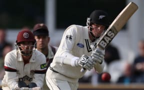 Mitchell Santner batting during the four day game between Somerset and a New Zealand XI.