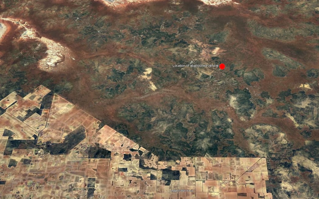 A red marker on a map where Carolina's broken down car was found.