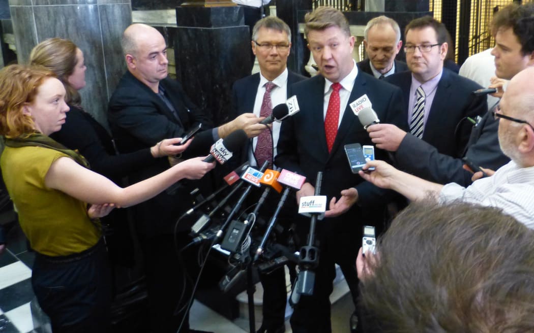 Labour leader David Cunliffe speaking to media at Parliament this week.