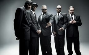 Bone Thugs-N-Harmony (L-to-R: Layzie Bone, Krayzie Bone, Wish Bone, Flesh-n-Bone, Bizzy Bone)