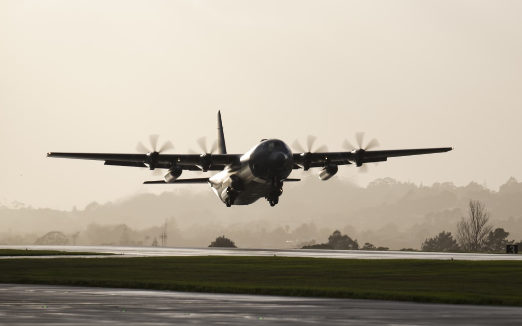 RNZAF C-130J Hercules Aircraft departs RNZAF Auckland Base for the Middle East.