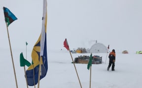 Drilling tent in the distance