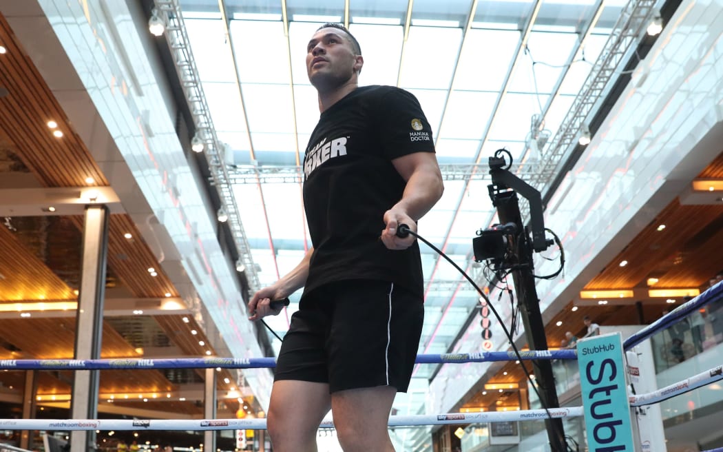 Joseph Parker works out ahead of his fight against Dillian Whyte in London.