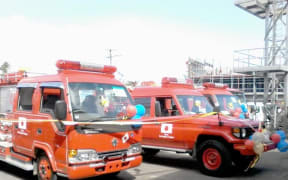Five fire trucks were donated to Samoa by Japan