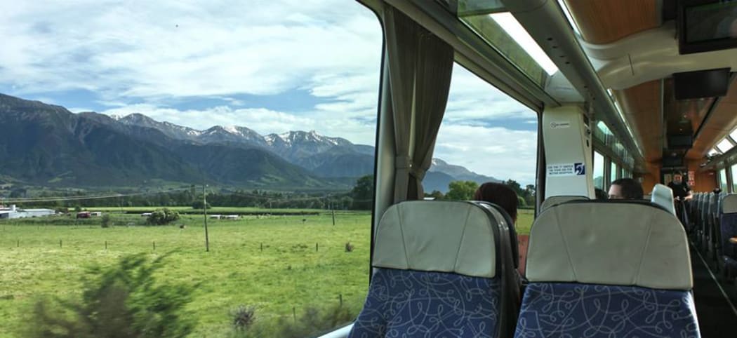 The view from KiwiRail's Coastal Pacific train, just south of Kaikōura.