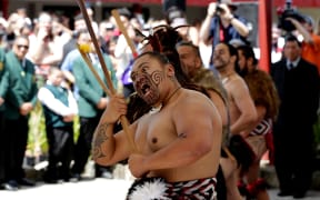 A pōwhiri welcoming Prince Charles and his wife Camilla during a visit to Turangawaewae Marae in Ngaruawahia in November last year.