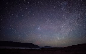 Long exposure, High ISO shot, Starlight overlake Tekapo and Mout Cook after sunset.