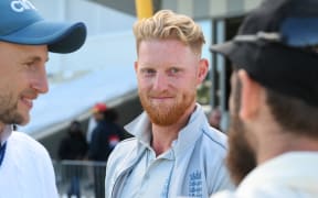 England captain Ben Stokes, Joe Root and Kane Williamson of New Zealand enjoy a chat after the test match.