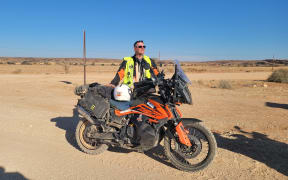 David Lees in the midst of his solo motorcycle journey across Africa.