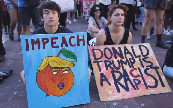 Protestors at Aotea Square, 7 February 2016