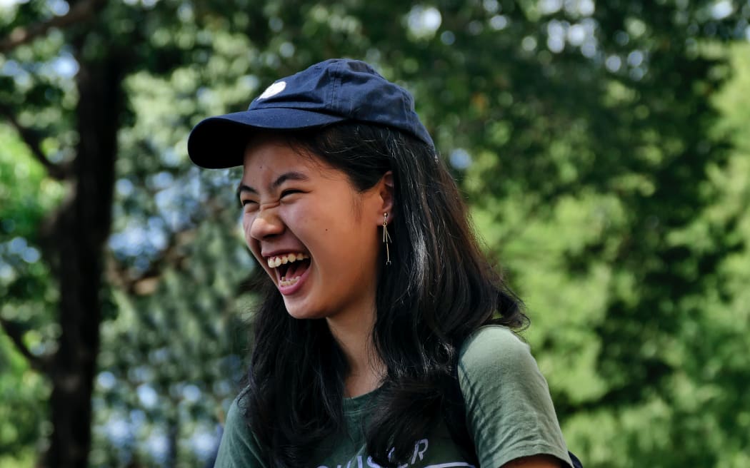 teenage girl laughing