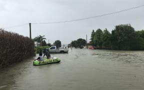 Flooding on Kowhai Ave in Kaiaua.