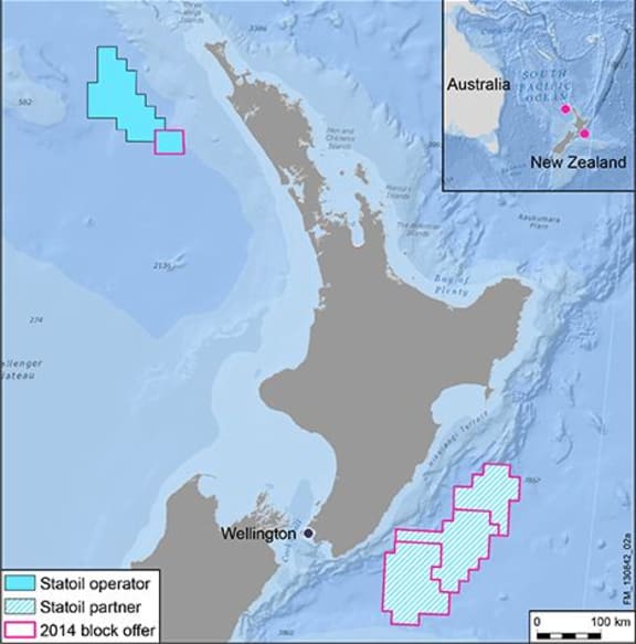 Statoil plans to explore in these shaded areas off the New Zealand coast.