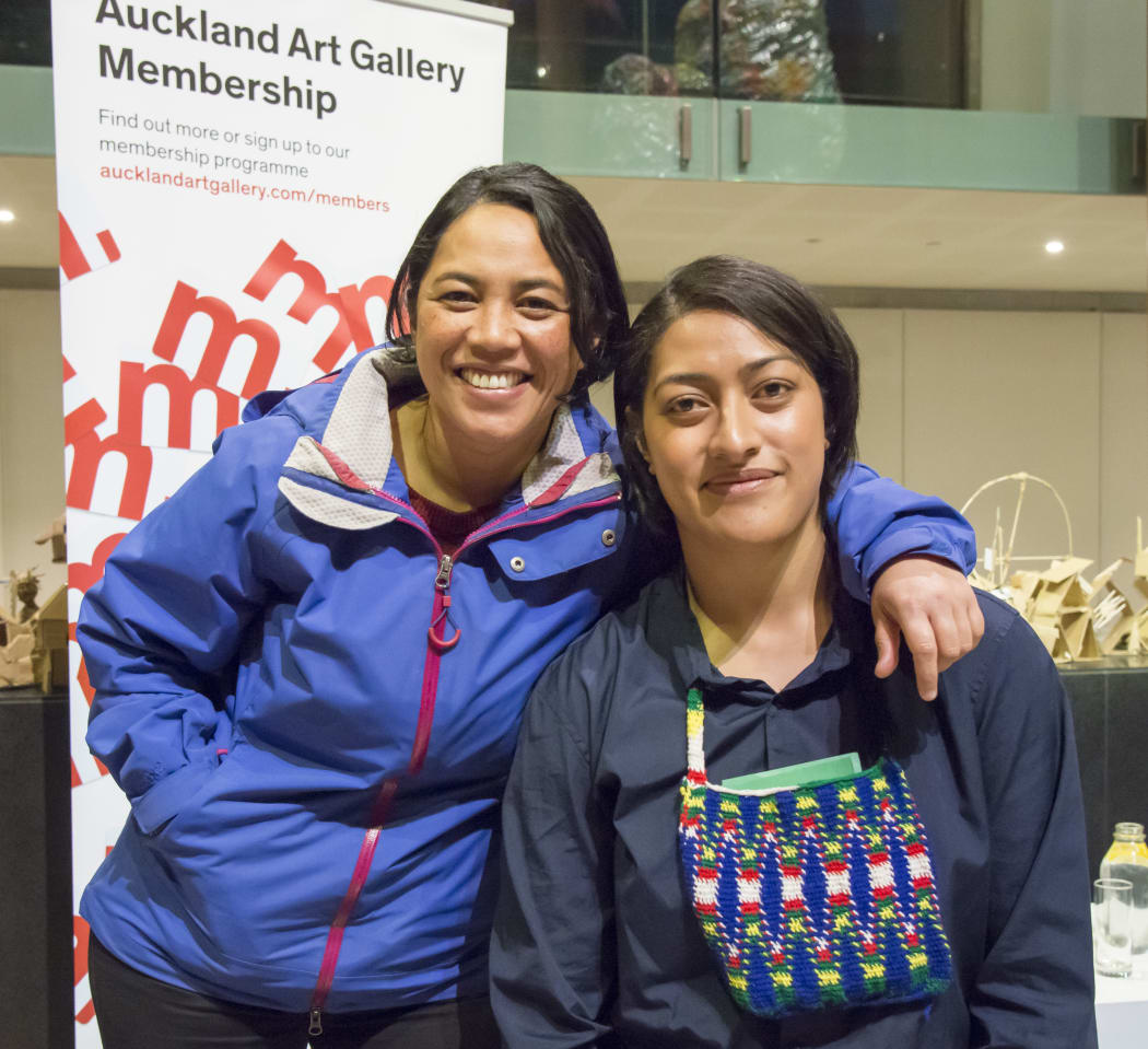 Janet Lilo (L) and Ane Tonga (R) at the Auckland Gallery "She Claims: Art Matters #4" panel talk.