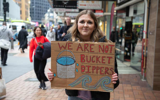 Stop Tiaki Wai protest attendee, Bridie McGill