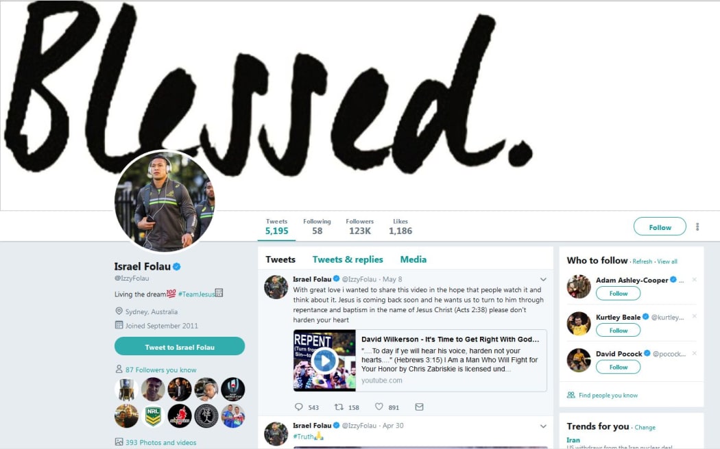 Israel Folau has courted controversy again on social media.