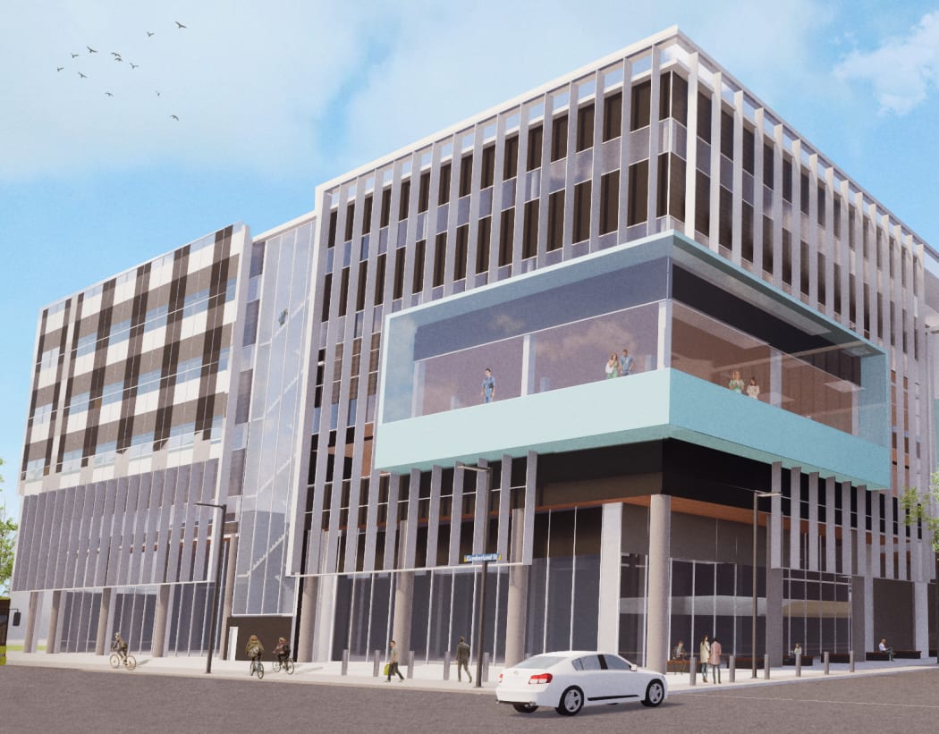 An architect’s rendering of a day surgery/outpatients building. This is a concept image. The design of the building is yet to begin.