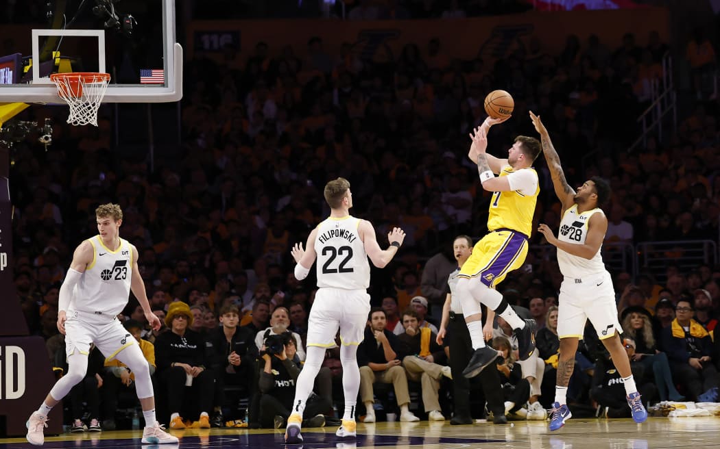 Luka Doncic in action for the Los Angeles Lakers.